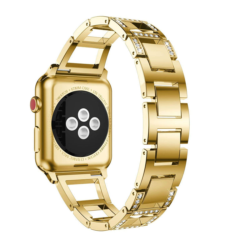 Trapezoid Design Rhinestones Decor Metal Smartwatch Strap Wrist Band for Apple Watch Series 9 8 7 41mm 6 5 4 SE (2023) SE(2022) SE 40mm 3 2 1 38mm Trapezoid Design Rhinestones Decor Metal Smartwatch Strap Wrist Band for Apple Watch Series 9 8 7 41mm 6 5 4 SE (2023) SE(2022) SE 40mm 3 2 1 38mm